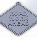 Hoa tai 3D độc lạ hình biển báo Road Work Ahead - Thumbnail 2