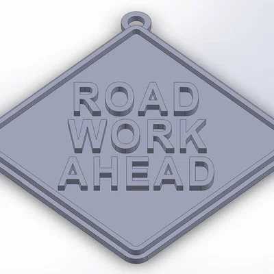 Hoa tai 3D độc lạ hình biển báo Road Work Ahead