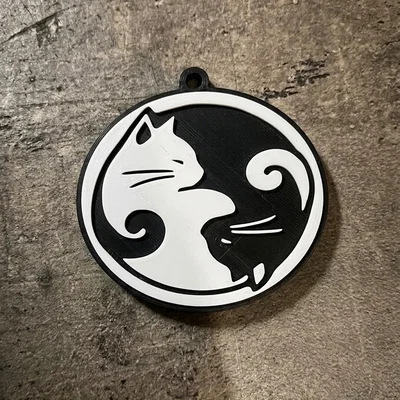 Móc khóa mèo Âm Dương (Portachiavi Gatti) in 3D độc đáo