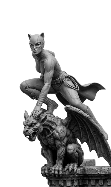 Tượng Catwoman Fan Art – Đế Gargoyle trên sân thượng - Image 1
