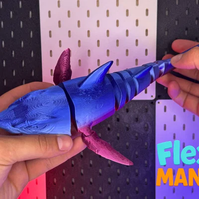 Flexi Megalodon - Mô hình cá mập tiền sử khớp nối (Print-in-Place)