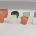 Chậu cây tham số & Đĩa lót - 9 kiểu dáng, thoát nước thông minh (OpenSCAD) - Thumbnail 1