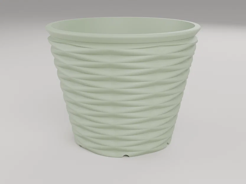 Chậu cây tham số & Đĩa lót - 9 kiểu dáng, thoát nước thông minh (OpenSCAD) - Image 7