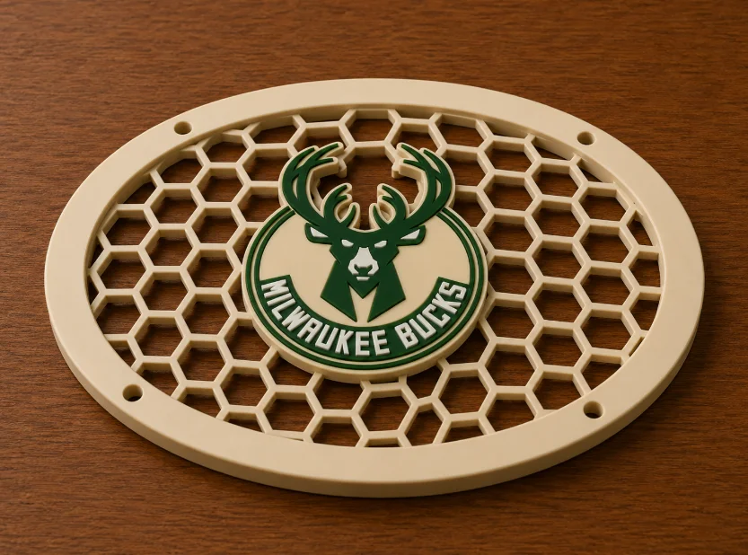 Mặt lưới loa 6x9 Milwaukee Bucks in 3D trang trí phong cách 1