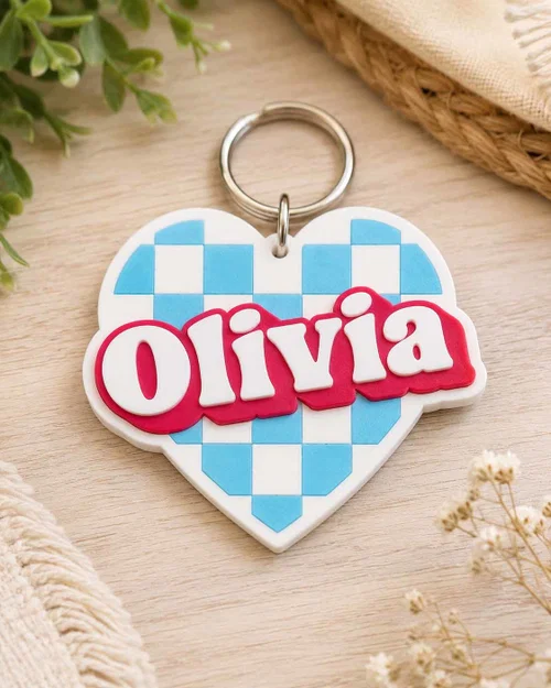 Thẻ Tên Hình Trái Tim Caro Retro - Olivia - Image 1