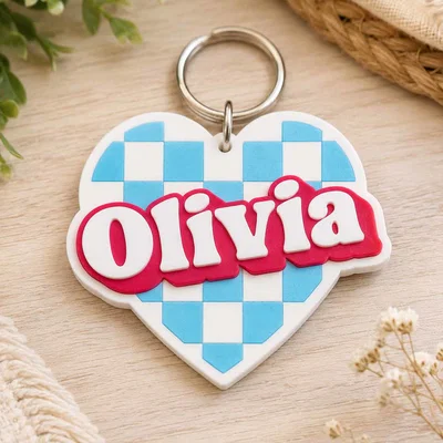 Thẻ Tên Hình Trái Tim Caro Retro - Olivia