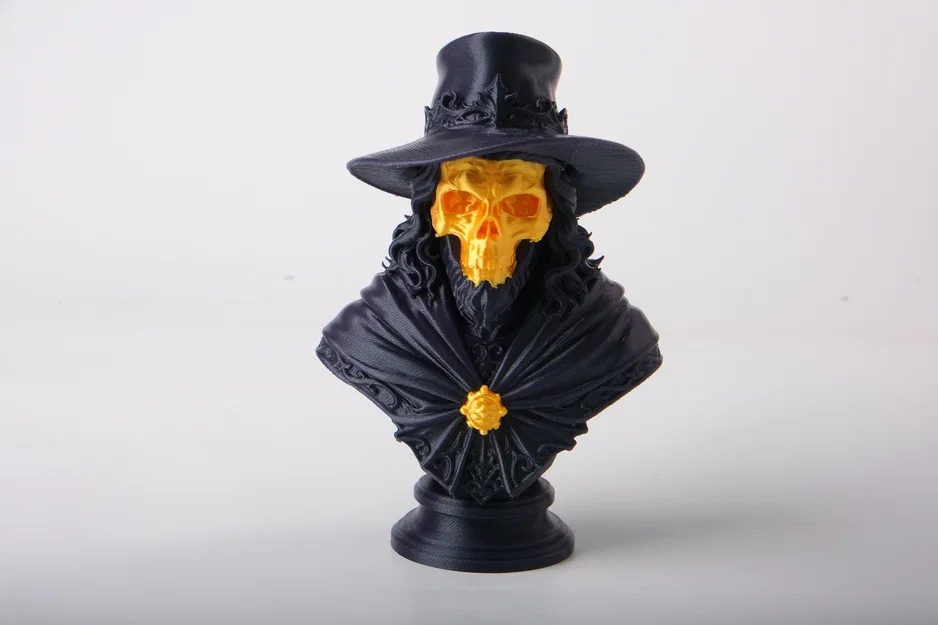 Tượng Quý Ông Đầu Lâu Vàng - Golden Skull Gentleman Bust - Image 2