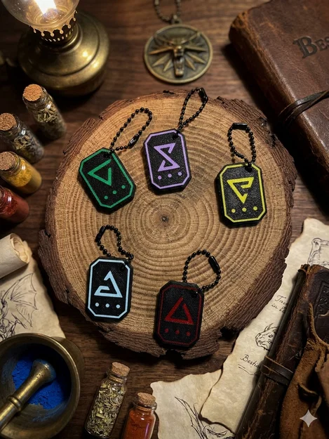 Bộ móc khóa các biểu tượng (Signs) The Witcher - Hỗ trợ MMU/NO MMU - Image 1