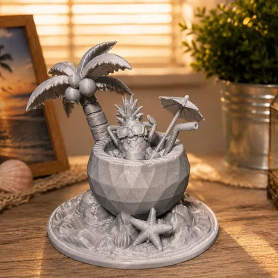 Mô hình in 3D: Khung cảnh thư giãn cùng quả dứa nhiệt đới