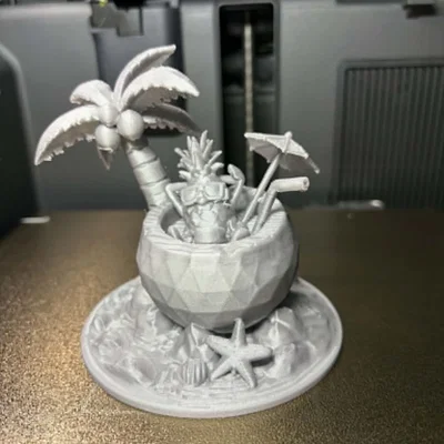 Mô hình in 3D: Khung cảnh thư giãn cùng quả dứa nhiệt đới