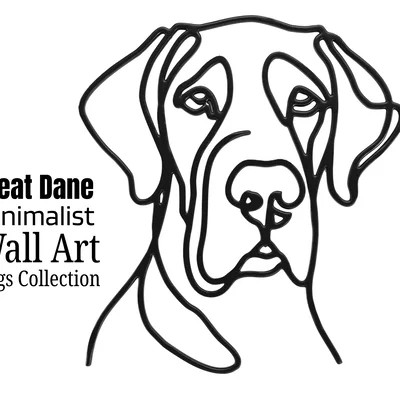 Tranh treo tường tối giản hình chó Great Dane – Decor hình dáng sang trọng