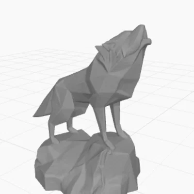 Mô hình chú sói hú Low Poly nghệ thuật cho máy in 3D
