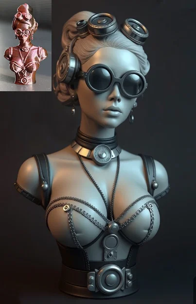 Tượng bán thân phụ nữ phong cách Steampunk - Image 1
