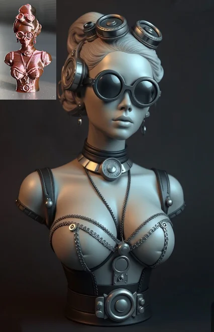 Tượng bán thân phụ nữ phong cách Steampunk