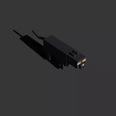 Mô hình 3D Mèo Đen Cách Điệu - Lấy cảm hứng từ Minecraft