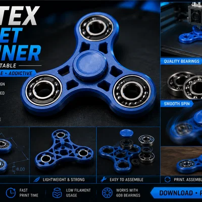 Vortex Fidget Spinner - Đồ chơi giảm stress 3D in nhanh, mượt mà