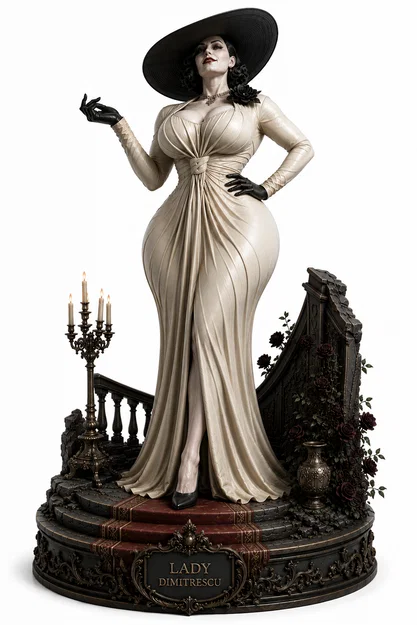 Tượng Fan Art Lady Dimitrescu – Mô hình Diorama Ma cà rồng Gothic - Image 1