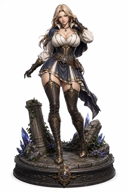 Tượng Nữ Thám Hiểm Pha Lê – Mô Hình Diorama Nữ Anh Hùng Fantasy - Image 1