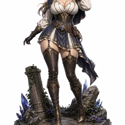 Tượng Nữ Thám Hiểm Pha Lê – Mô Hình Diorama Nữ Anh Hùng Fantasy