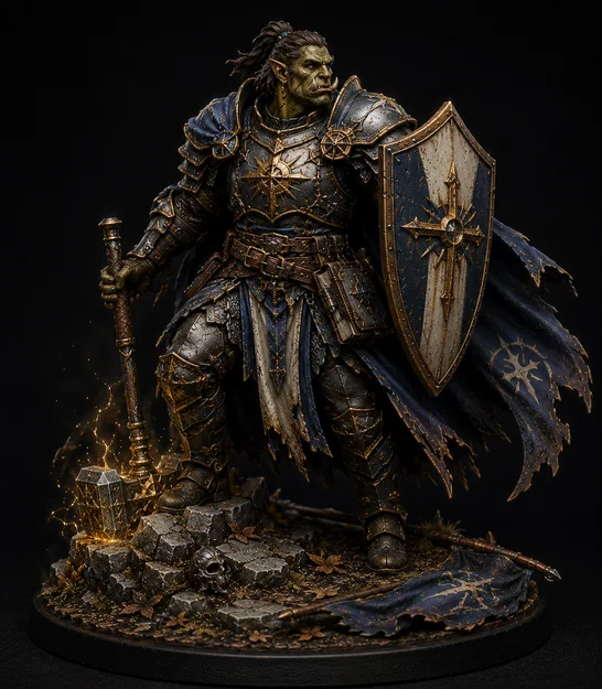 Mô hình Orc Paladin (Hiệp sĩ Orc) chi tiết cho bàn cờ DnD - Image 1