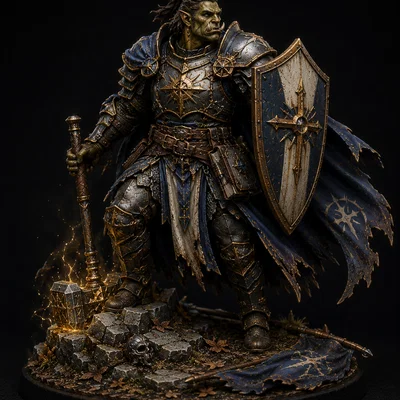 Mô hình Orc Paladin (Hiệp sĩ Orc) chi tiết cho bàn cờ DnD