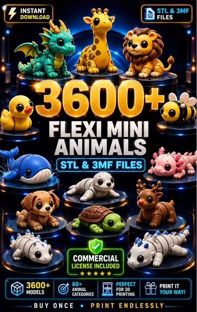 Bộ sưu tập file STL & 3MF thú Flexi Mini có khớp nối, móc khóa - Image 1