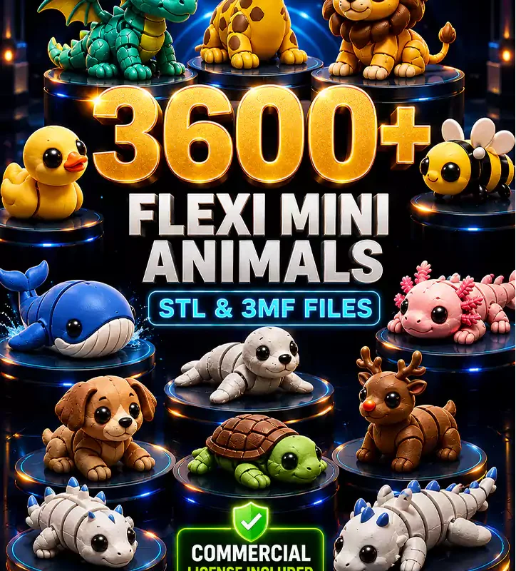 Bộ sưu tập file STL & 3MF thú Flexi Mini có khớp nối, móc khóa