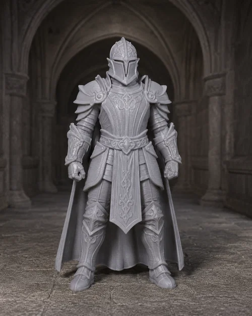 Mô hình hiệp sĩ Gothic - Knight Figure in a Gothic Hall 3D - Image 1