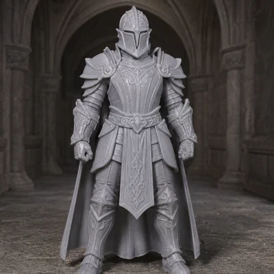 Mô hình hiệp sĩ Gothic - Knight Figure in a Gothic Hall 3D