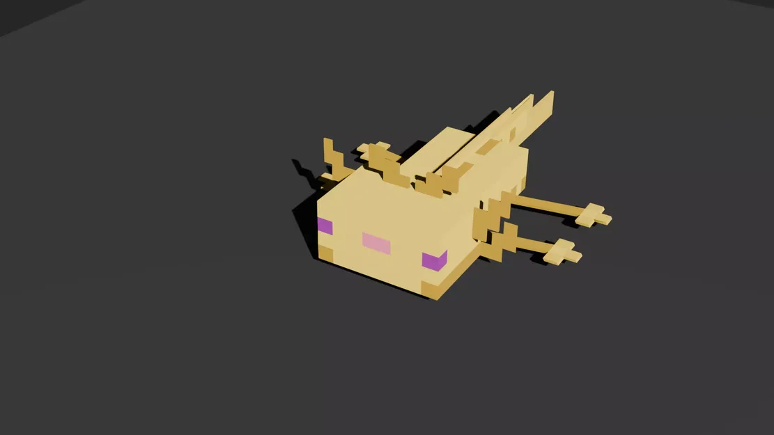 Mô hình 3D Axolotl Vàng Cách Điệu - Lấy cảm hứng từ Minecraft - Image 1