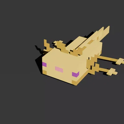 Mô hình 3D Axolotl Vàng Cách Điệu - Lấy cảm hứng từ Minecraft