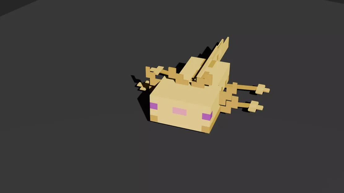 Mô hình 3D Axolotl Vàng Cách Điệu - Lấy cảm hứng từ Minecraft - Image 2