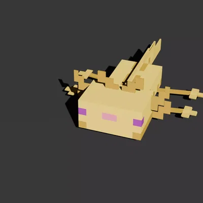 Mô hình 3D Axolotl Vàng Cách Điệu - Lấy cảm hứng từ Minecraft