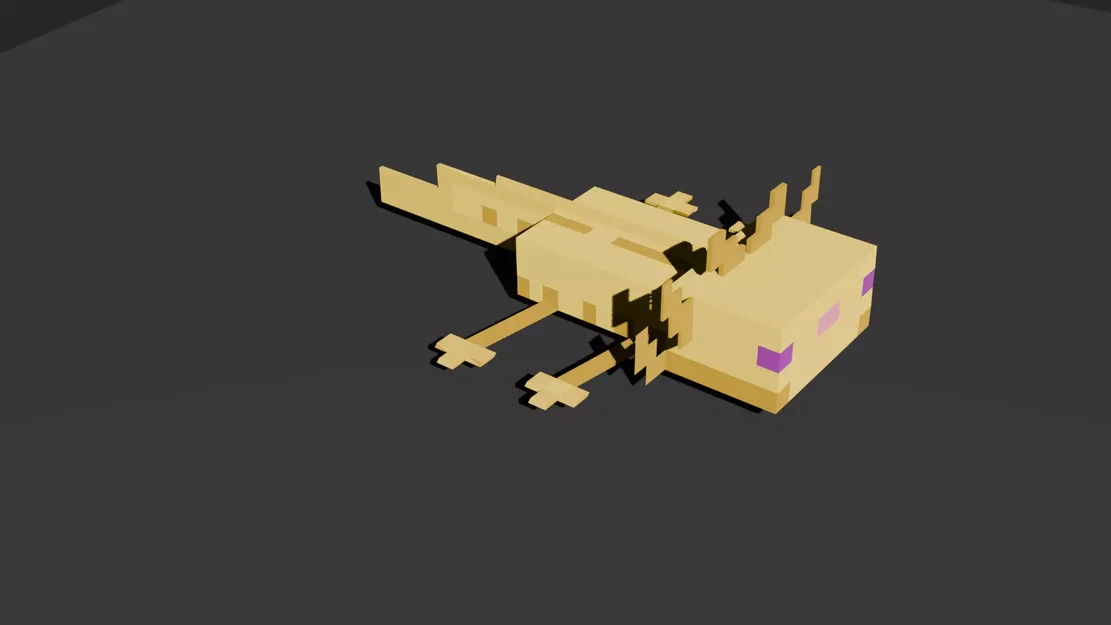 Mô hình 3D Axolotl Vàng Cách Điệu - Lấy cảm hứng từ Minecraft - Image 3