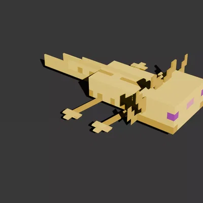 Mô hình 3D Axolotl Vàng Cách Điệu - Lấy cảm hứng từ Minecraft