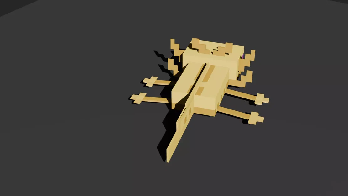 Mô hình 3D Axolotl Vàng Cách Điệu - Lấy cảm hứng từ Minecraft - Image 4