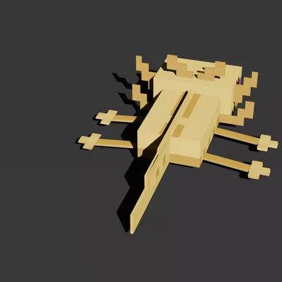 Mô hình 3D Axolotl Vàng Cách Điệu - Lấy cảm hứng từ Minecraft