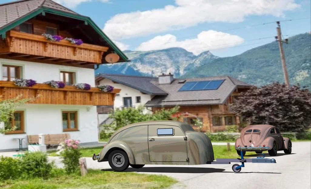 Mô hình xe camping trailer phong cách VW Beetle - Image 1