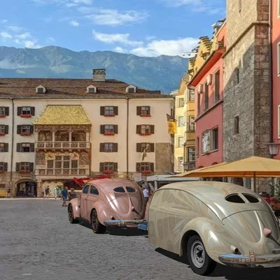 Mô hình xe camping trailer phong cách VW Beetle