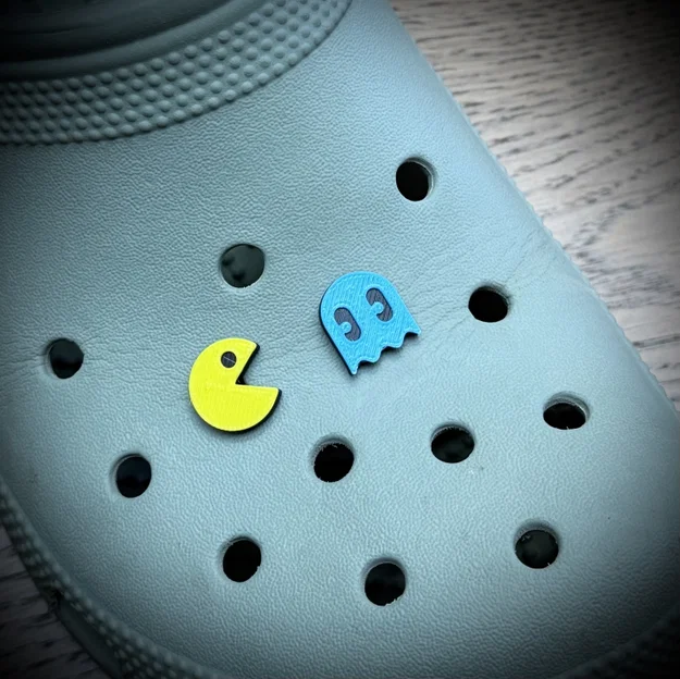 Bộ phụ kiện gắn giày Crocs hình Pac-Man & ma (Jibbitz 3D) - Image 1