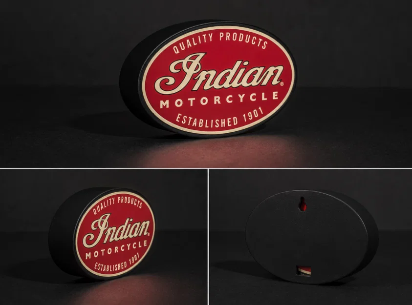 Hộp đèn LED Indian Motorcycle | Mẫu 3D STL đa sắc in ấn dễ dàng - Image 1