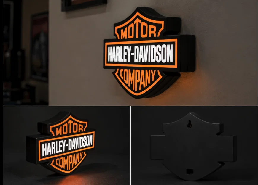 Hộp Đèn LED Harley Davidson | File STL In 3D Đa Màu Sắc - Image 1
