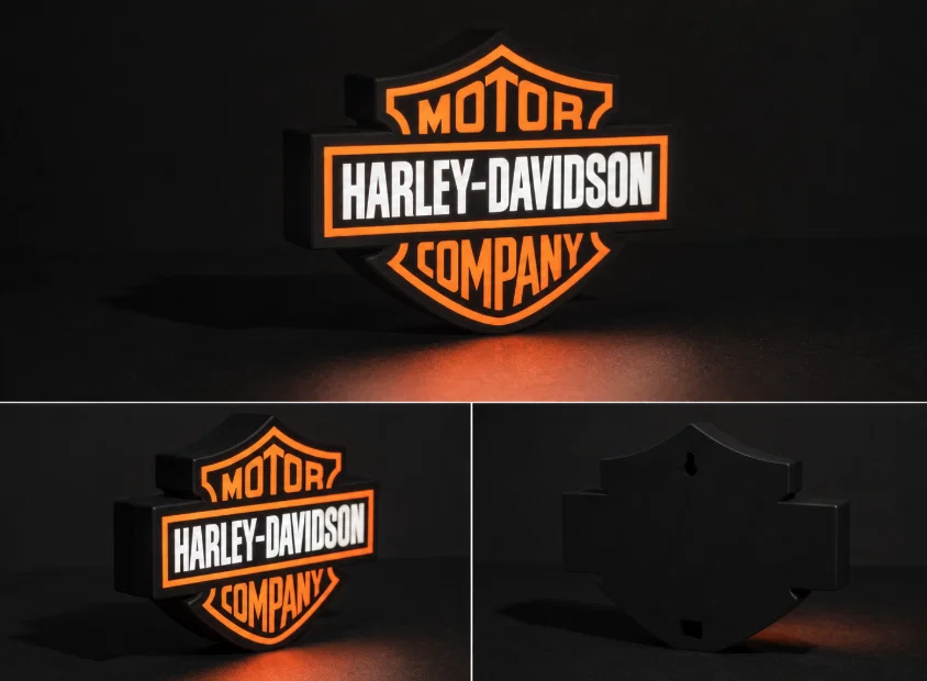 Hộp Đèn LED Harley Davidson | File STL In 3D Đa Màu Sắc - Image 2