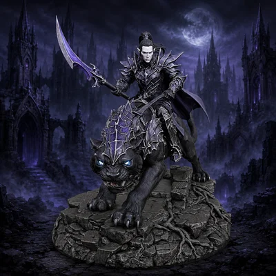 Vhorlath Realms – Dark Elf – Kỵ Sĩ Báo Đêm (Mô hình 3D Dark Fantasy STL)