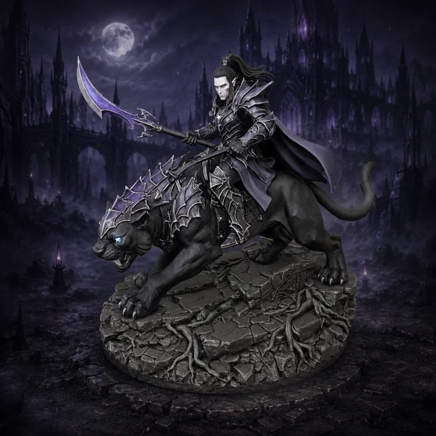 Vhorlath Realms – Dark Elf – Kỵ Sĩ Báo Đêm (Mô hình 3D Dark Fantasy STL) - Image 2