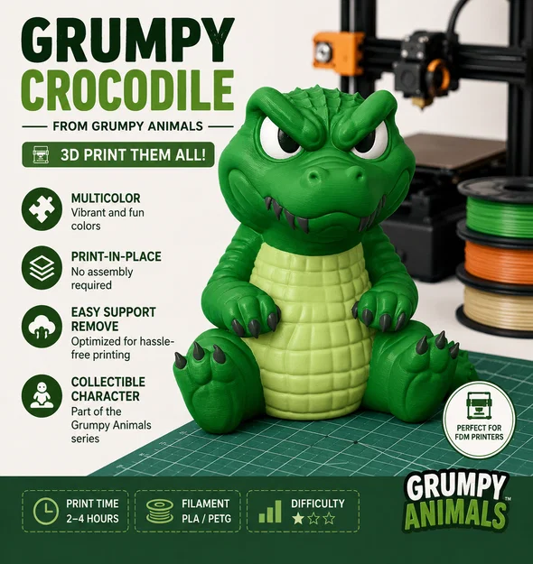 Grumpy Crocodile – Bộ sưu tập Động vật Cáu kỉnh - Image 1