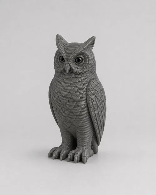 Mô hình chú cú xám (Grey Owl) trang trí bàn làm việc cực đẹp - Image 1