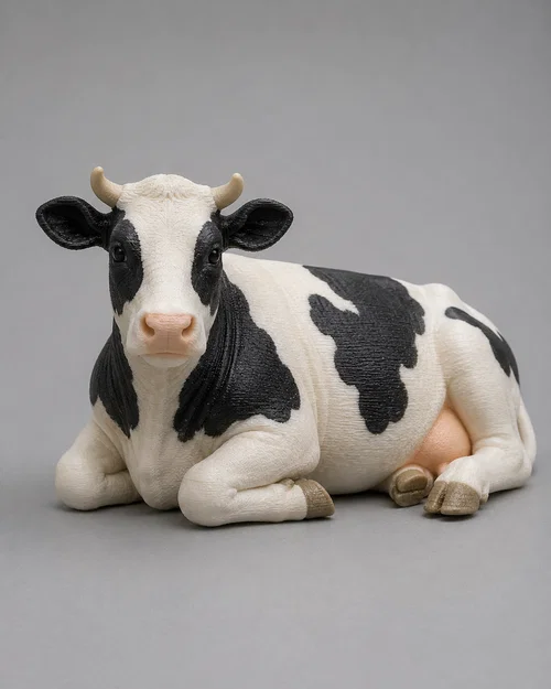 Mô hình bò sữa nằm nghỉ (Cow figure) in 3D trang trí sa bàn - Image 1