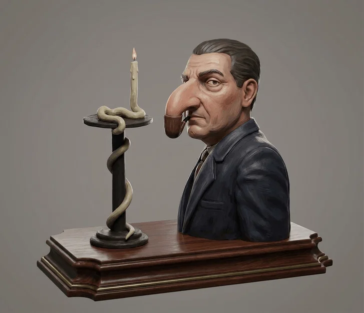 Mô hình 3D The Philosopher's Lamp - Tác phẩm nghệ thuật René Magritte - Image 1