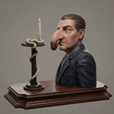 Mô hình 3D The Philosopher's Lamp - Tác phẩm nghệ thuật René Magritte
